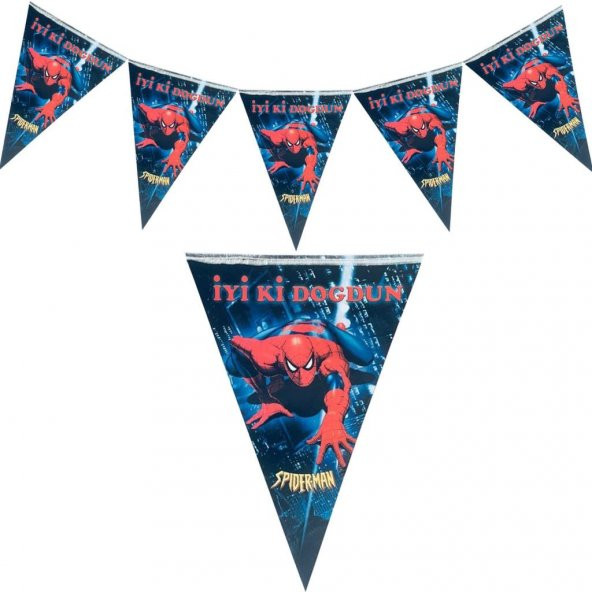 Spiderman Flama Örümcek Adam Doğum Günü Parti Flaması 2mt