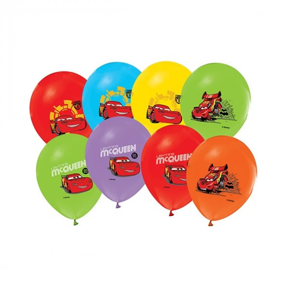 Cars 12li Balon Mcqueen Doğum Günü Parti Balonu, Helyumla Uçan