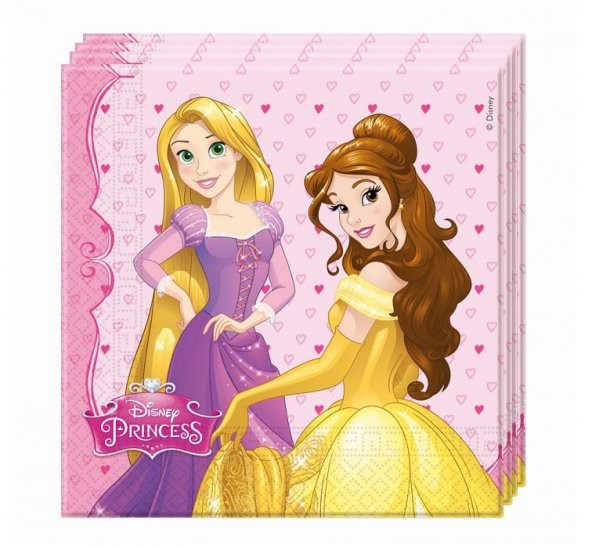 20 Adet Pembe Disney Prensesler Doğum Günü Parti Konsept Peçetesi