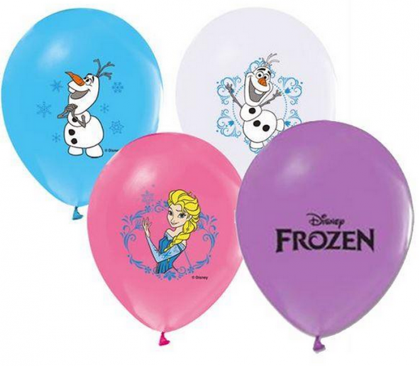 12 li Elsa Frozen Baskılı Karışık Balon, Helyumla Uçan