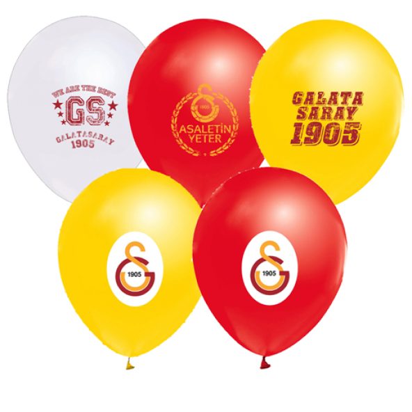 24 Adet Galatasaray Lisanslı Balon, Sarı Kırmızı, Helyumla Uçan