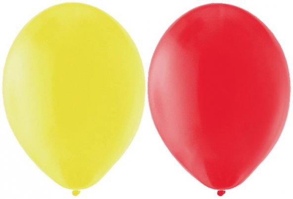 Sarı Kırmızı Renklerinde Baskısız Balon 25 25 Toplam 50 Adet