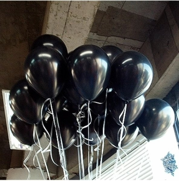 25 adet Mat Siyah Balon Helyumla Uçan (Helyumla Uçan)