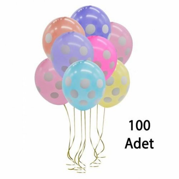 Puantiyeli Balon Renkli 100 Adet - 1