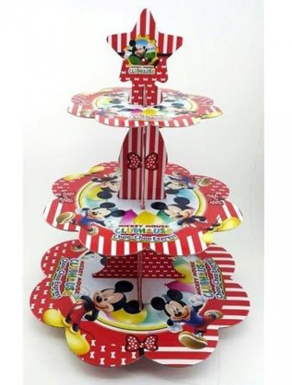 1 Adet Mickey Mouse Cupcake Stand 3 Katlı Doğum Günü Kek Standı