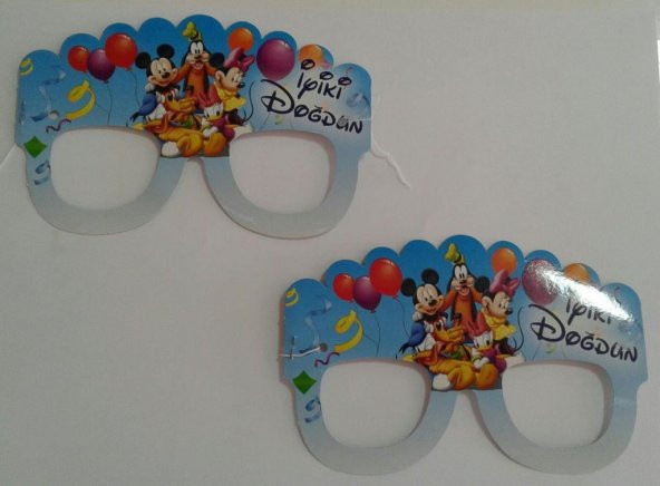 10 Adet Mavi Mickey Mouse Doğum Günü Parti Gözlüğü