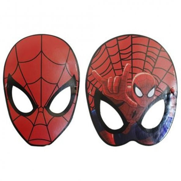6 Adet Örümcek Adam (Spiderman) Kırmızı Karton Maske