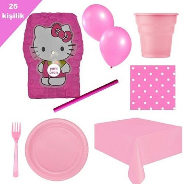 Hello Kitty Pinyata 25 Kişilik Parti seti balon doğum günü kity