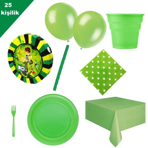 BEN10  Pinyata 25 Kişilik benten ben 10 Parti seti balon doğumgünü