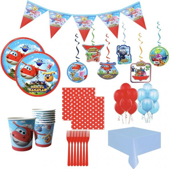 16 Kişilik Harika Kanatlar Parti Konsepti Tabak, Bardak Çatal Set - 2