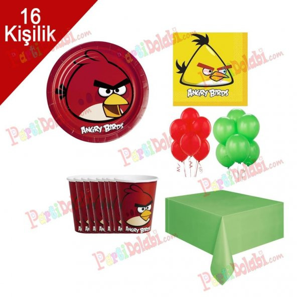 16 Kişilik Angry Birds Doğum Günü Konsepti Peçete Tabak Balon Set