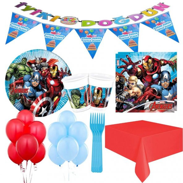 16 Kişilik Avengers Lüks Parti Seti Malzemeleri Yenilmezler Paket - 3