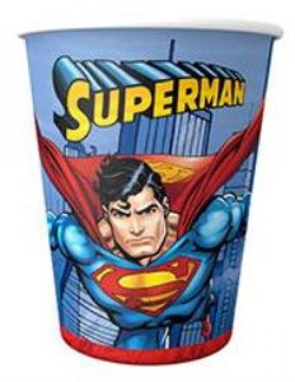 8 Adet Superman Bardak, Süperman 220cc Doğum Günü Parti Malzemesi