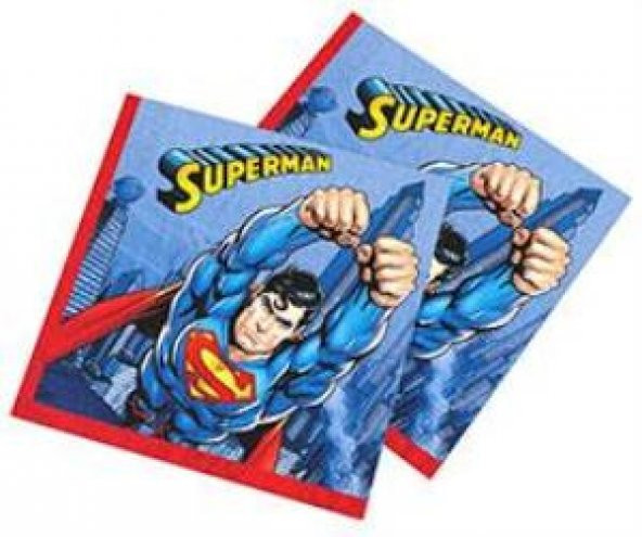 16 Adet Superman Kağıt Peçete, 33x33 Süperman Doğum Günü Konsepti