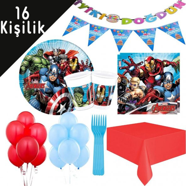 16 Kişilik Avengers Lüks Parti Seti Malzemeleri Yenilmezler Paket - 2