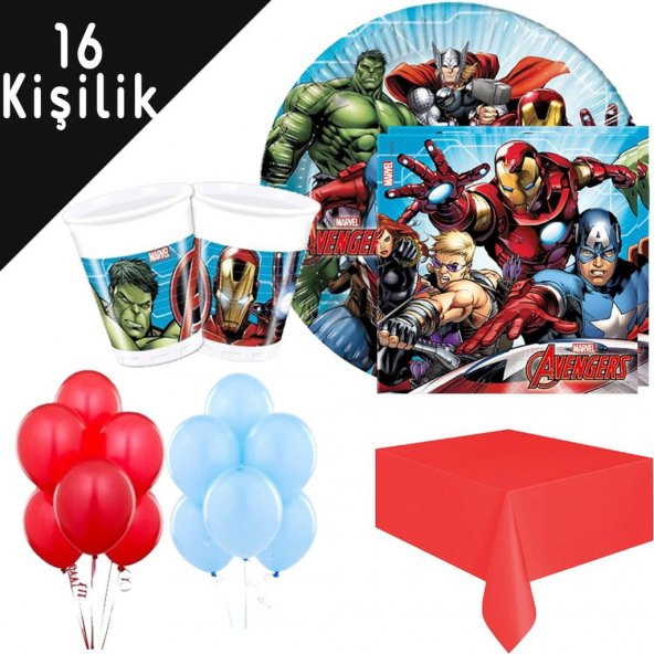 16 Kişilik Avengers Parti Seti Malzemeleri, Yenilmezler Paketi - 2