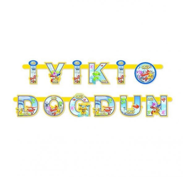 Harika Kanatlar İyi ki Doğdun Yazı, Super Wings Doğum Günü Banner - 2