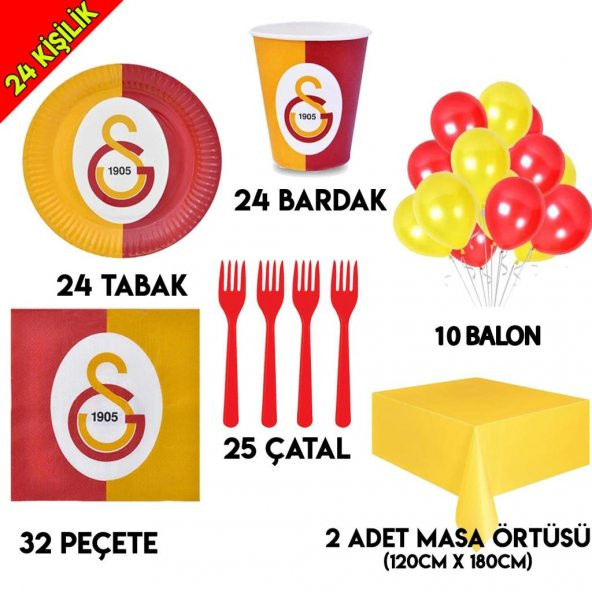 24 Kişilik Galatasaray Doğum Günü Parti Seti Gs Konseptli Ürünler