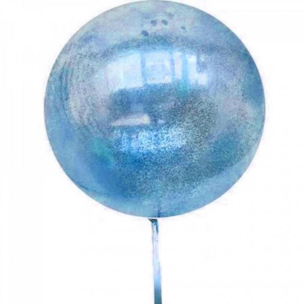 Açık Mavi Rengi İçi Simli Parlak Şeffaf Jumbo Balon