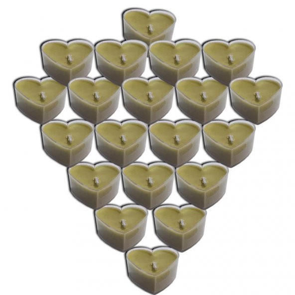 20 Adet Açık Sarı Tealight Kalp Şeklinde Renkli Küçük Mumlar