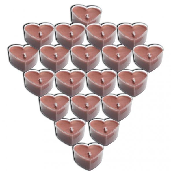 20 Adet Açık Pembe Tealight Kalp Şeklinde Renkli Küçük Mumlar