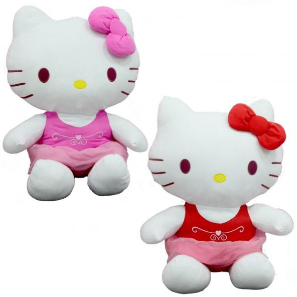 Peluş Hello Kitty Elbiseli Kurdeleli 70Cm