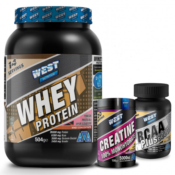 West Nutrition Kreatin (Creatine) + Whey Protein Tozu + Amino Asit BCAA - HEDİYELİ
