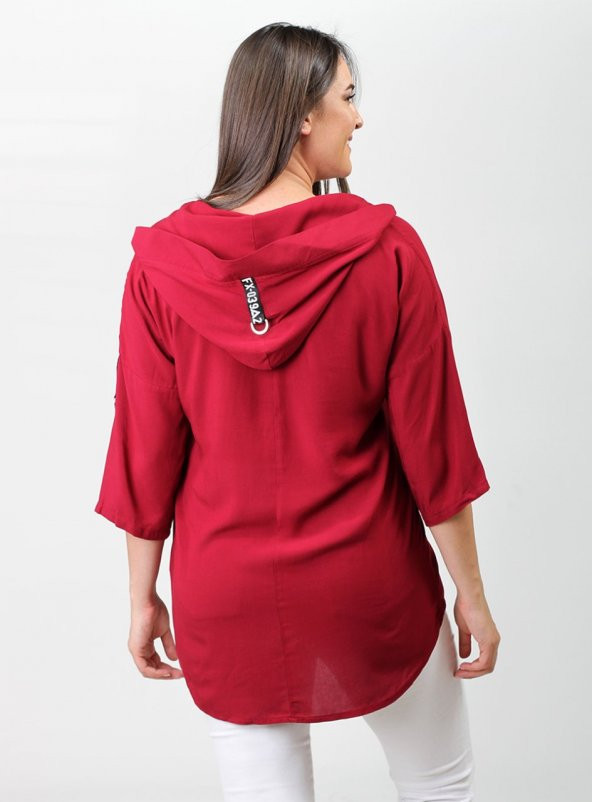 Büyük Beden Si Sweat Bordo - 2