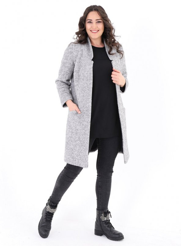 Büyük Beden Siri Kaban Gri Menanj