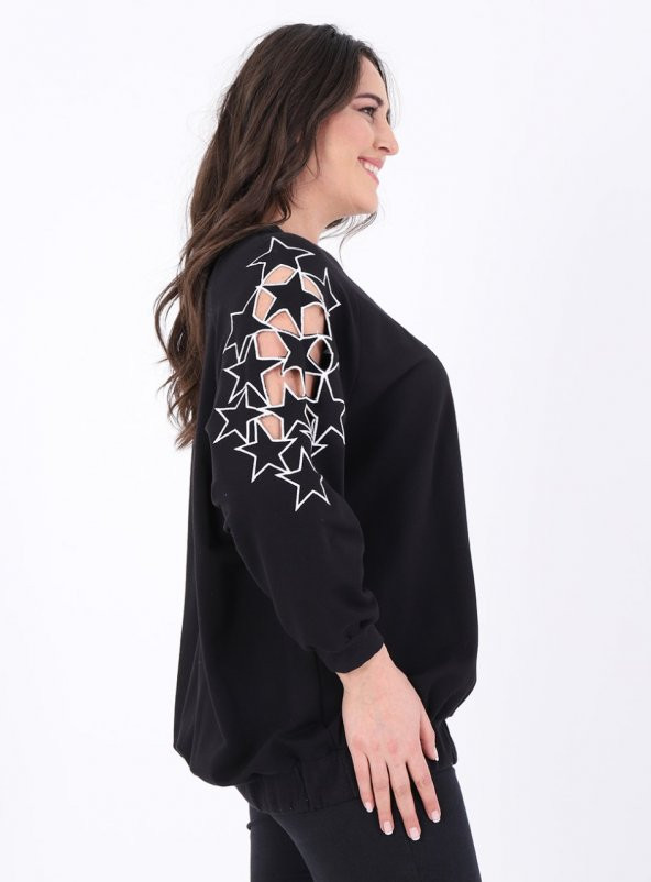 Büyük Beden Star Sweat Siyah - 2