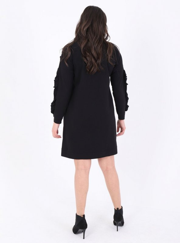 Büyük Beden Yağmur Elbise Siyah - 2