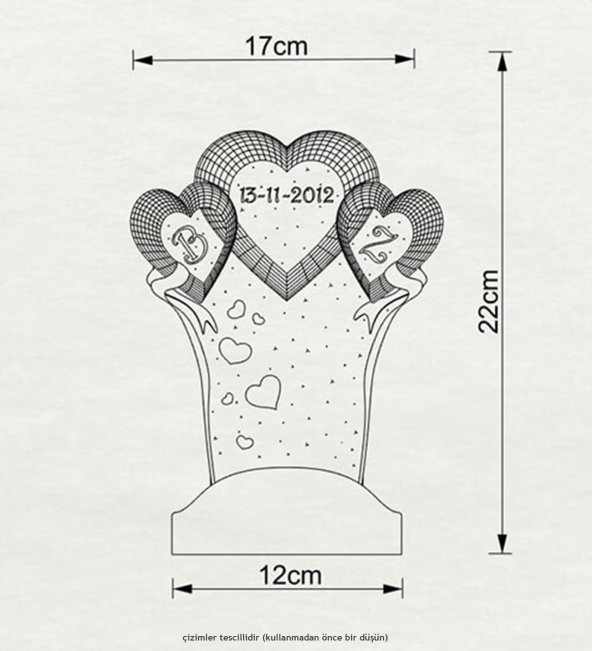 3D Led Lamba 3 Boyutlu Yıl Dönümü Kişiye Özel Hediye Gecelambası - 6