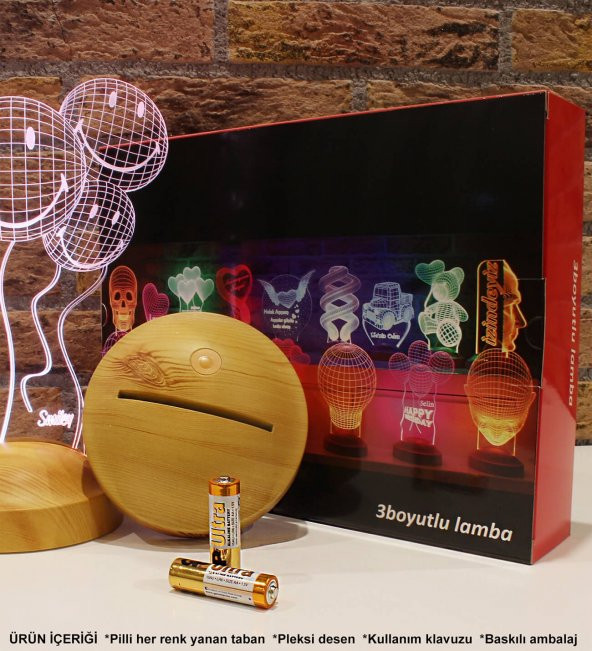 3D Led Lamba 3 Boyutlu Yıl Dönümü Kişiye Özel Hediye Gecelambası - 7