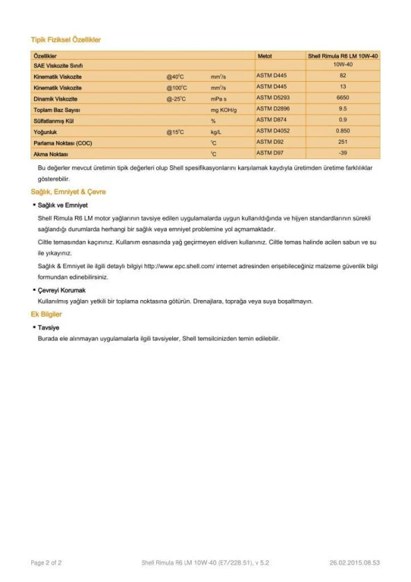 SHELL RİMULA R6 LM 10W40 - 20 LİTRE(E7/MB 228.51/MAN 3477) - Resim 6