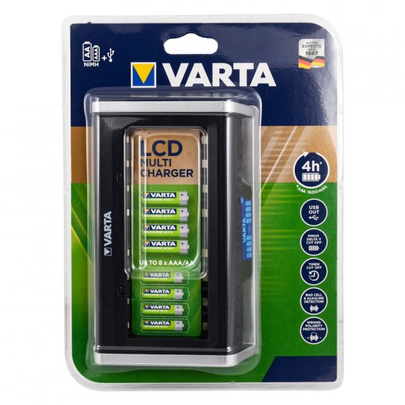 Varta 57671 LCD USB 8 Slot AA - AAA Pil Şarj Cihazı (İ)