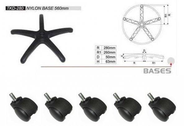 OFİS KOLTUĞU AYAĞI PLASTİK YILDIZ AYAK ÜCRETSİZ KARGO