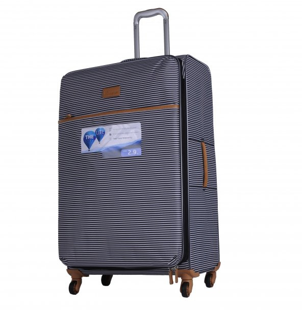 IT Luggage Büyük Boy Kumaş Valiz Çizgili Siyah 2262