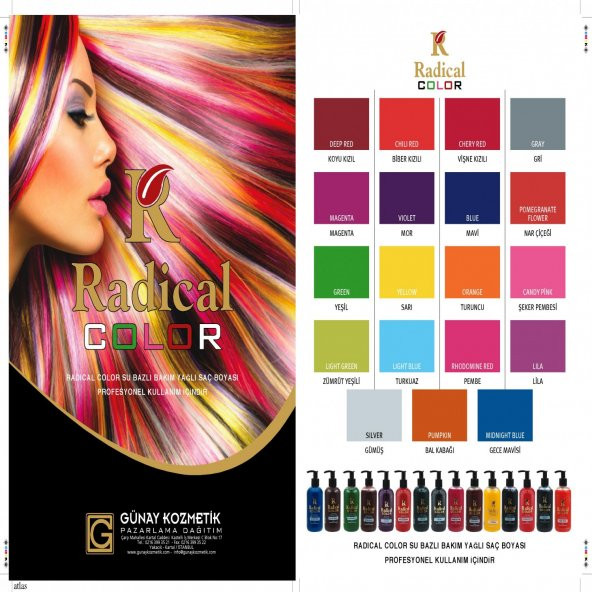 LİLA Radical Color Su Bazlı Saç Boyası 250 ml JEANS COLOR - 2