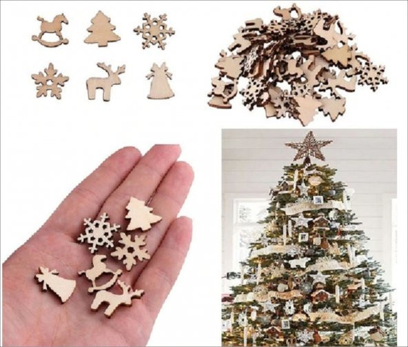 Yılbaşı için Ahşap Kar Tanesi Masa Süsü 100 Adet - Resim 2