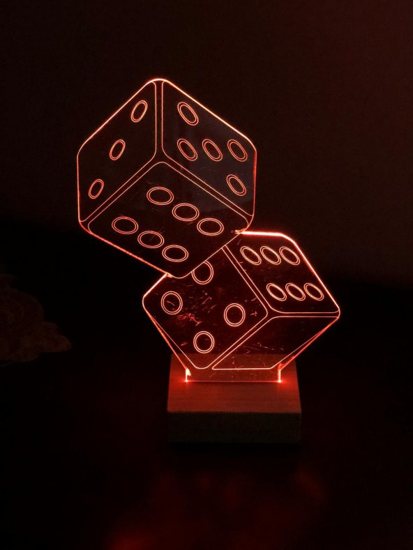 3D 3Boyutlu Zar Kişiye Özel Kumandalı 16 Renk LED Gecelambası