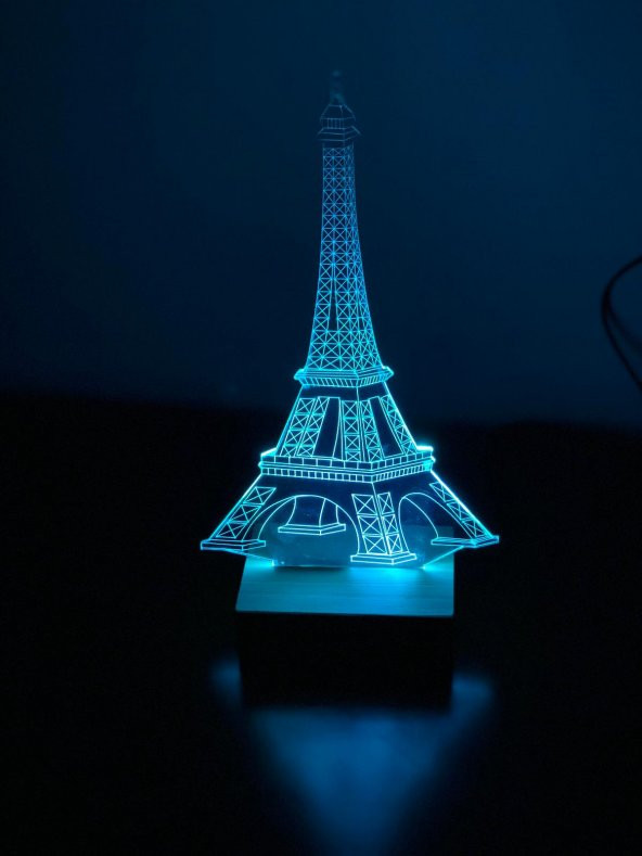 3D 3Boyutlu Eyfel Kişiye Özel Kumandalı 16 Renk LED Gecelambası