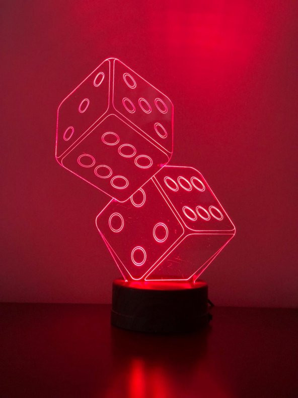 3D 3Boyutlu Zar Kişiye Özel Hediye 10 RENK LED Gecelambası