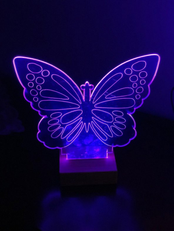 3D 3Boyutlu Kelebek Kişiye Özel Hediye 10 RENK LED Gecelambası