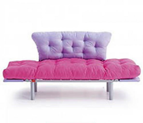 Futon Ege İkili Kanepe Pembe-Lila - 3