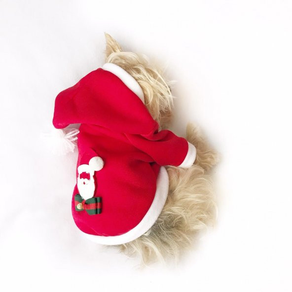 Noel Baba GC Kapşonlu Polar Yılbaşı Köpek Kıyafeti