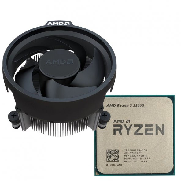AMD RYZEN 3 2200G 3.5ghz 6MB 4çekirdekli O/B VEGA 8 AM4 65w Kutusuz+Fanlı
