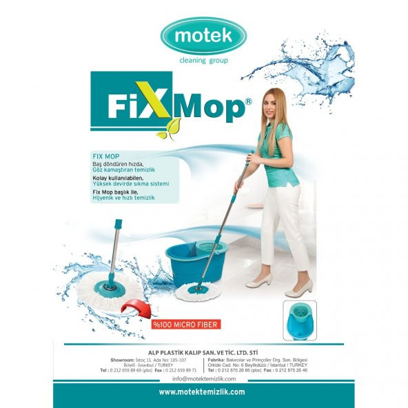 Motek Fix Mop Temizlik Kovası Mıcrofiber Temizlik Seti