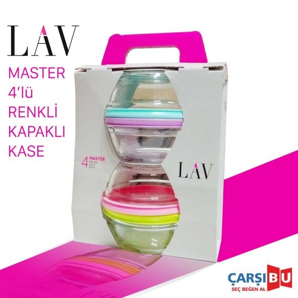 Lav Master MST243 4lü Renkli Kapaklı Cam Saklama Kabı Kase