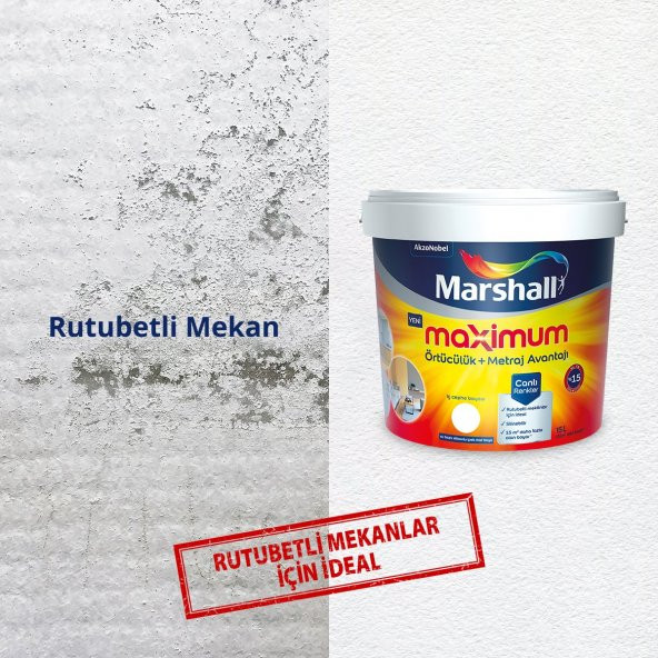 Marshall Maximum Silikonlu İpek Mat İç cephe boyası 7,5 lt/10 kg - 3