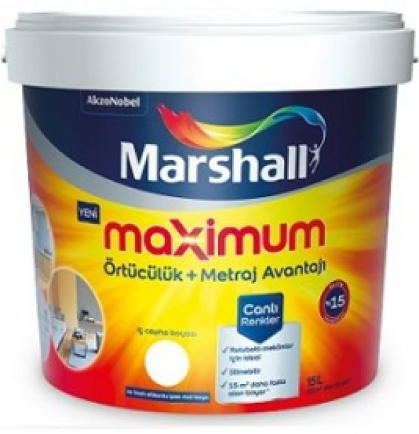 Marshall Maximum Silikonlu İpek Mat İç cephe boyası 7,5 lt/10 kg